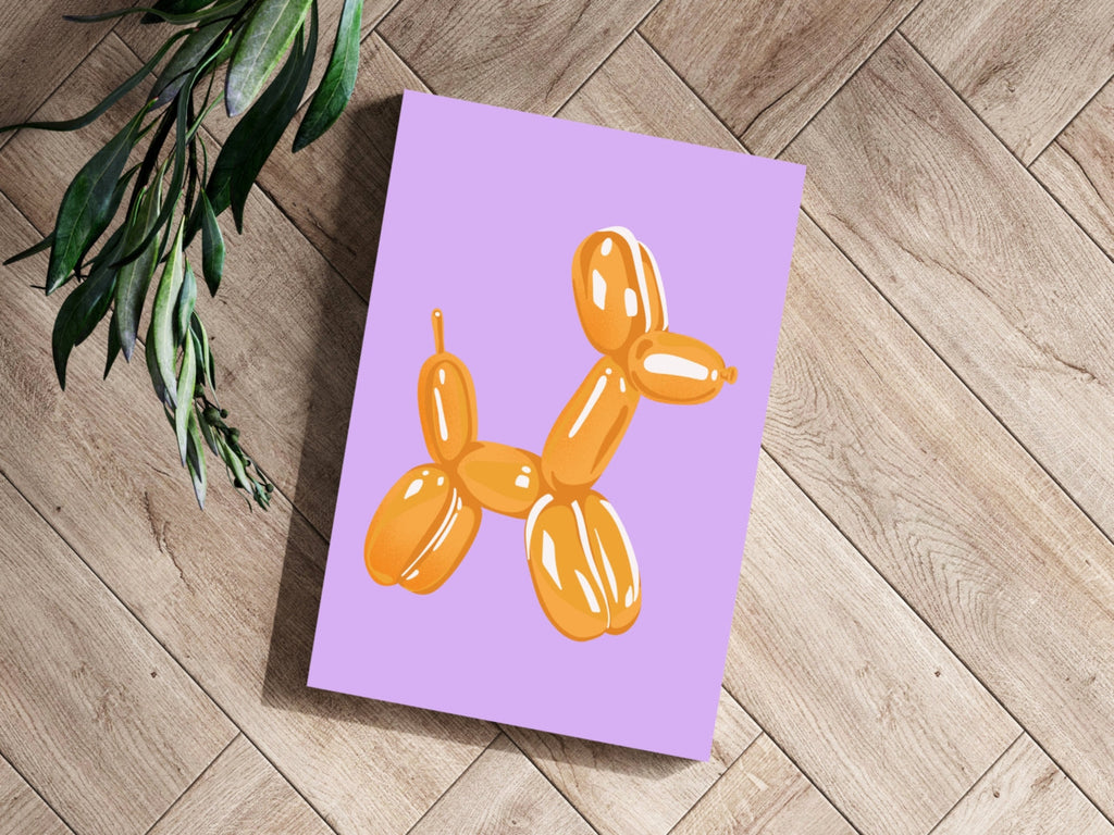 Amber Gold on Lavender Balloon Dog Aluminum Print