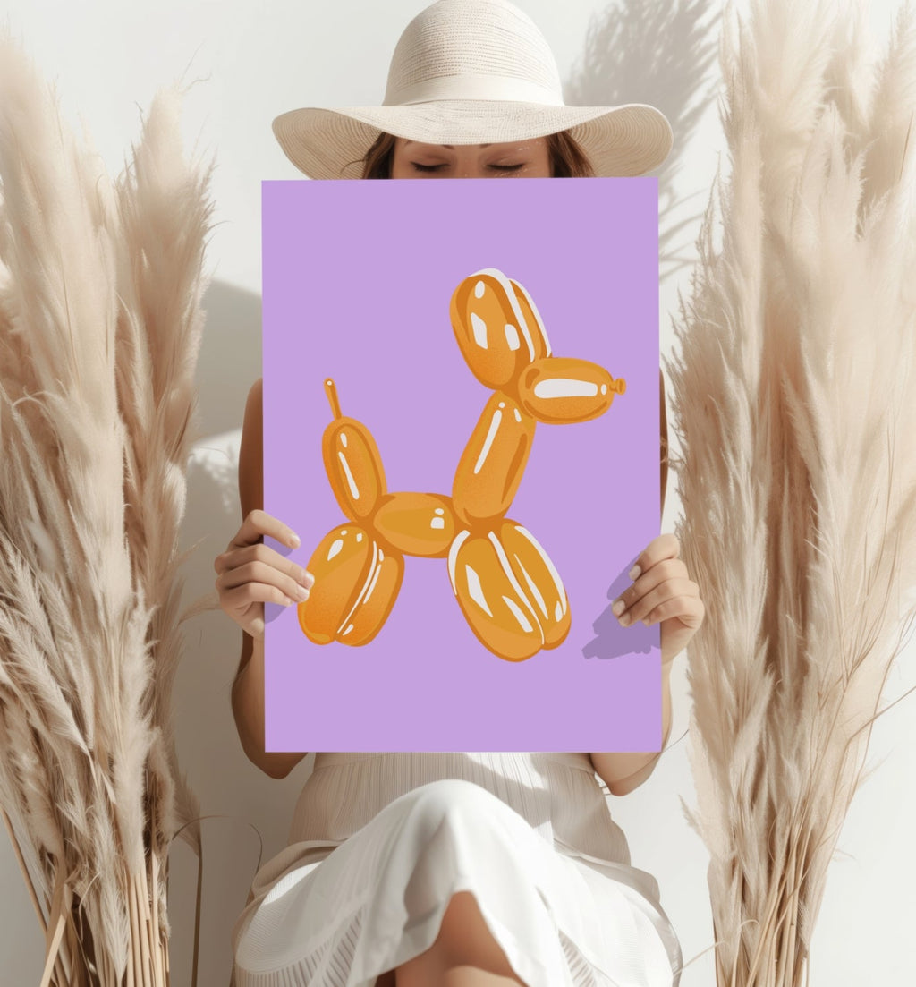 Amber Gold on Lavender Balloon Dog Aluminum Print