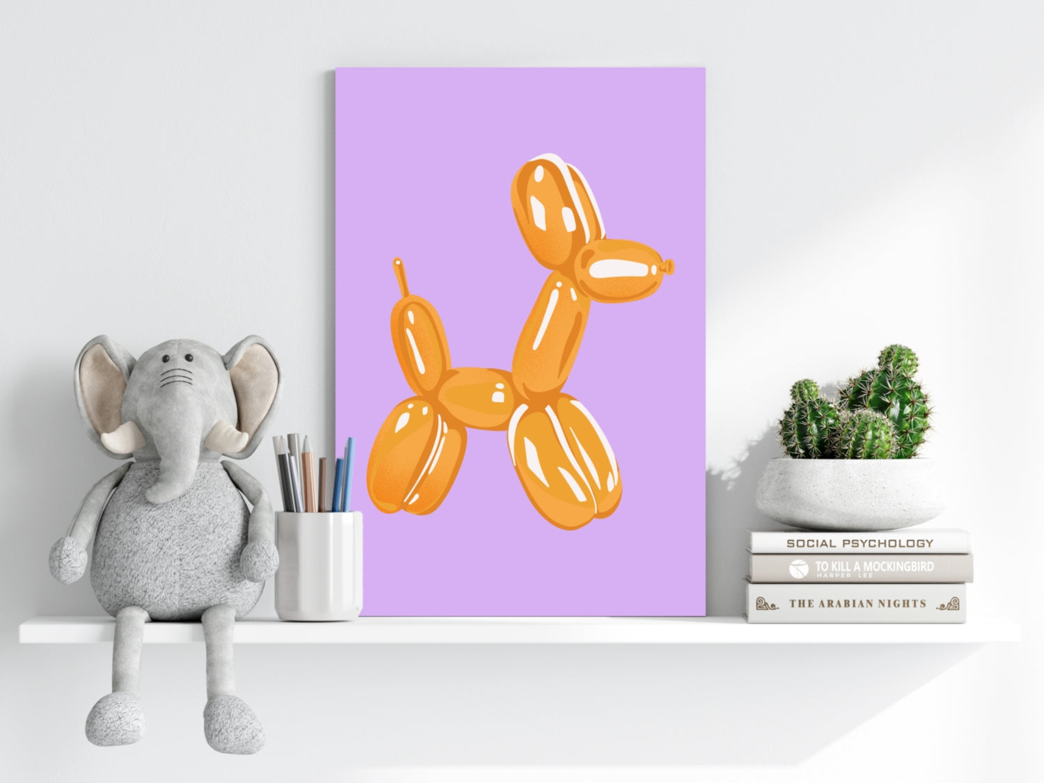 Amber Gold on Lavender Balloon Dog Aluminum Print