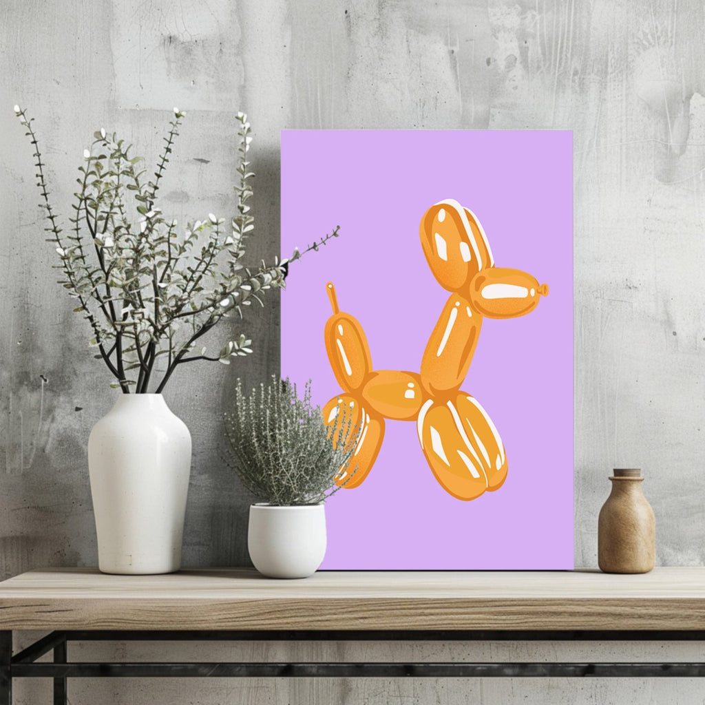 Amber Gold on Lavender Balloon Dog Aluminum Print