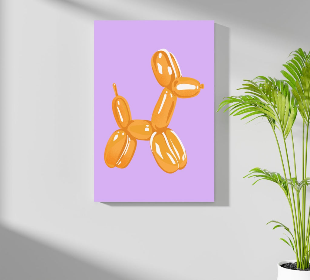 Amber Gold on Lavender Balloon Dog Aluminum Print