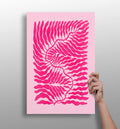 Hot Pink Wavy Fern Fronds Abstract Flower Aluminum Print