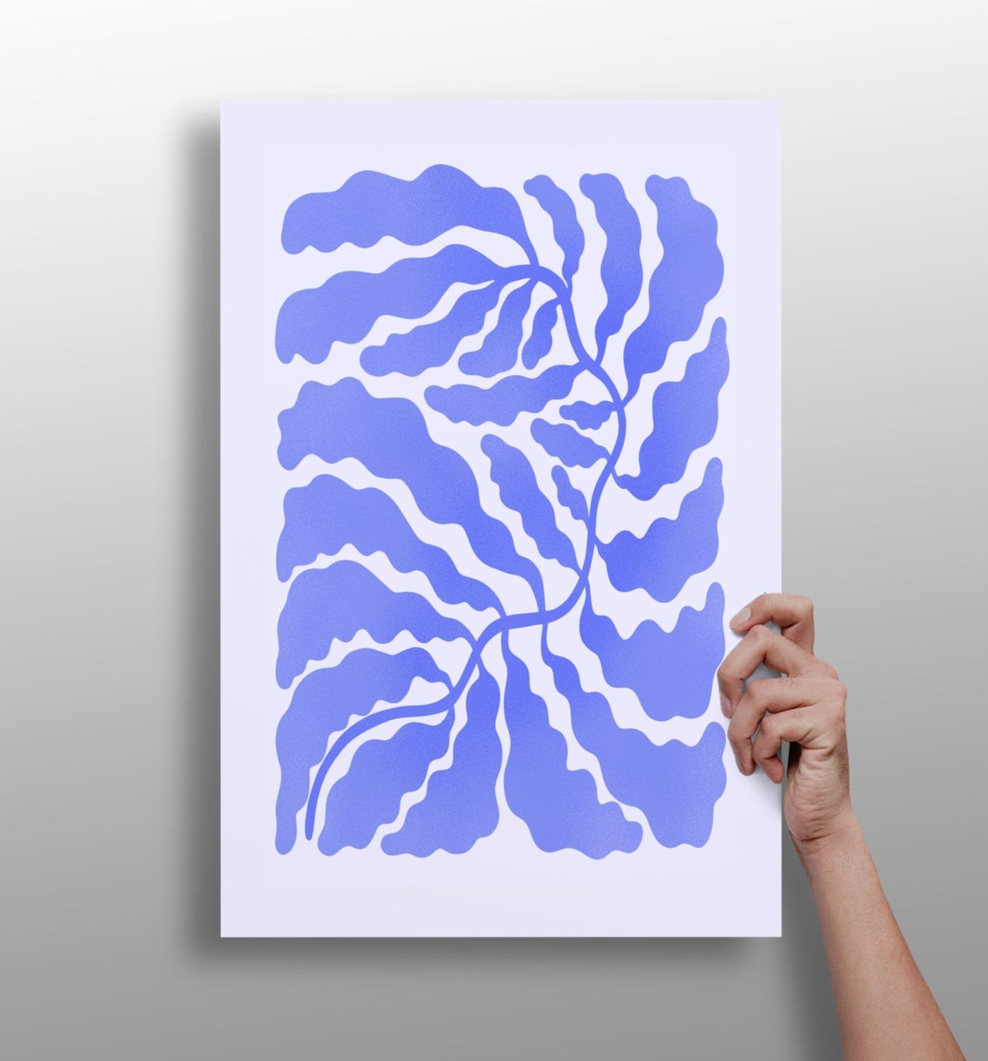 Periwinkle Branching Leaves Abstract Flower Aluminum Print