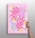 Pink Daisy Scatter Garden Abstract Flower Aluminum Print