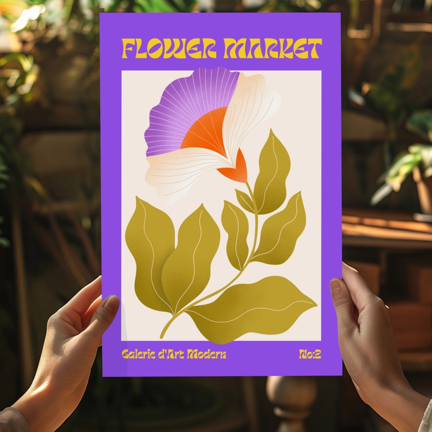 Purple Border Fan Petal Modern Art Gallery Flower Aluminum Print