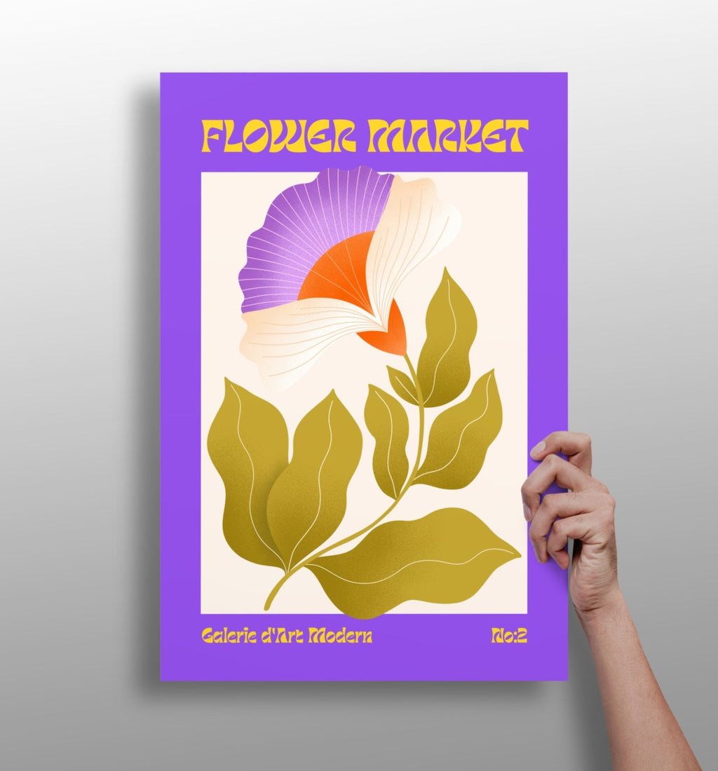 Purple Border Fan Petal Modern Art Gallery Flower Aluminum Print