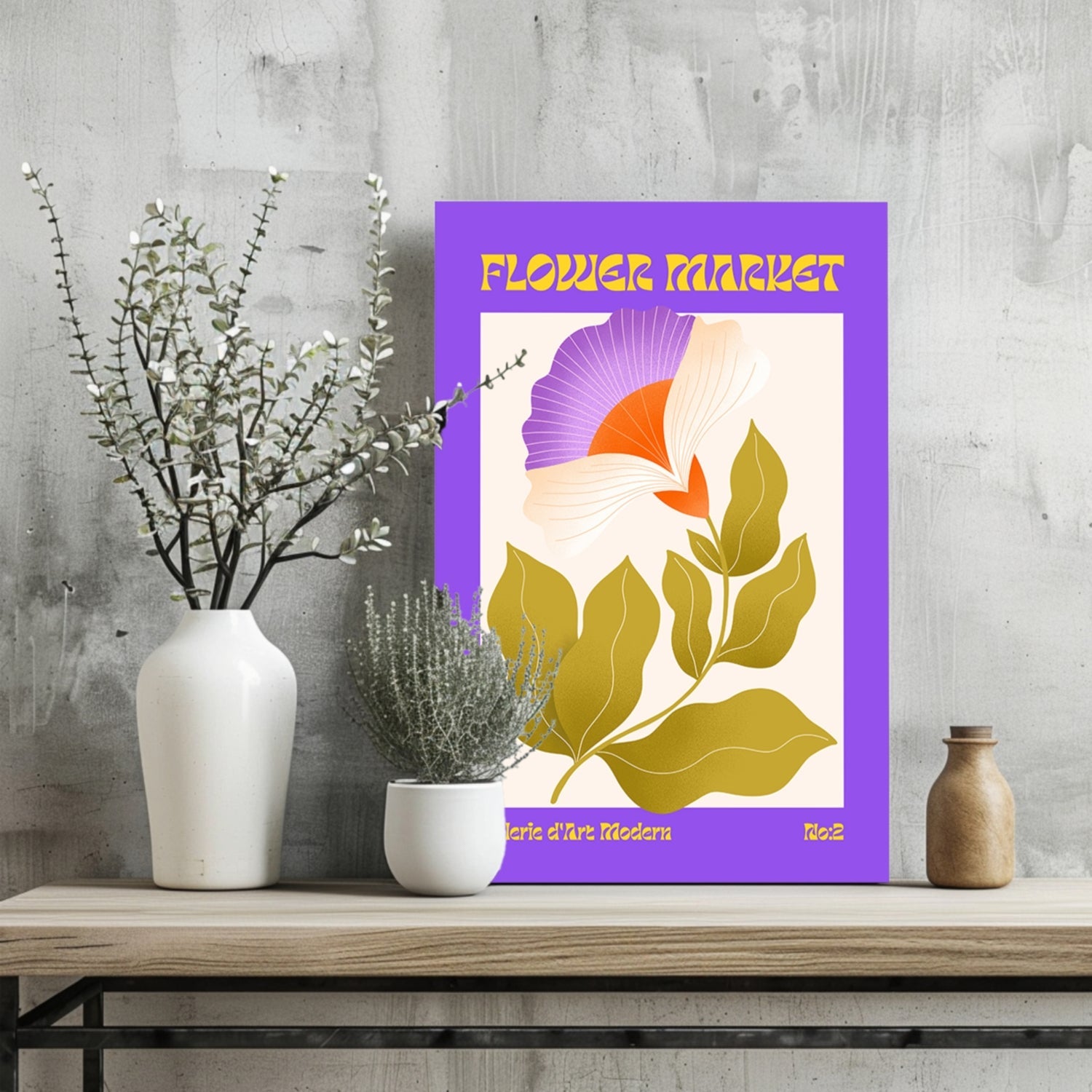 Purple Border Fan Petal Modern Art Gallery Flower Aluminum Print