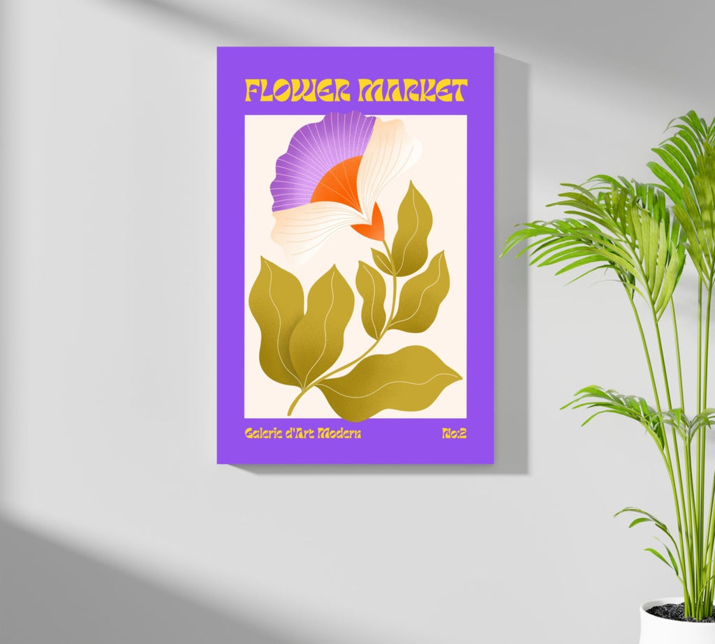 Purple Border Fan Petal Modern Art Gallery Flower Aluminum Print