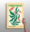 Green Leaves Coral Buds Modern Art Gallery Flower Aluminum Print