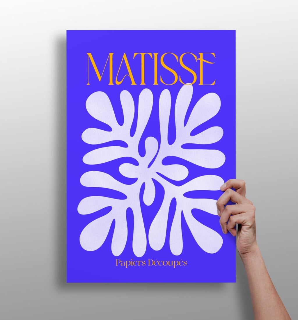 Matisse Cobalt Blue Cut Paper Floral Motif Aluminum Print