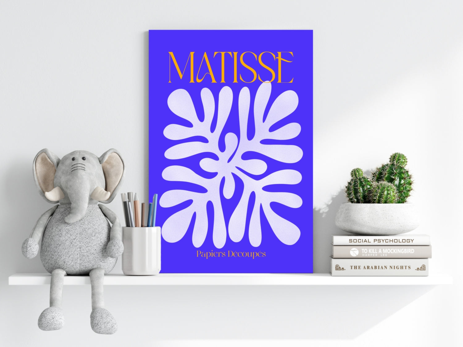 Matisse Cobalt Blue Cut Paper Floral Motif Aluminum Print