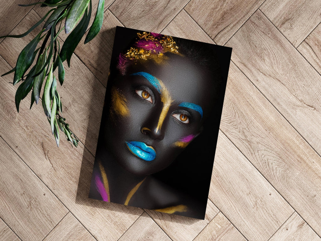 Blue Lips Gold Leaf Aluminum Print