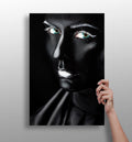 Glossy Black Teal Eyes Aluminum Print