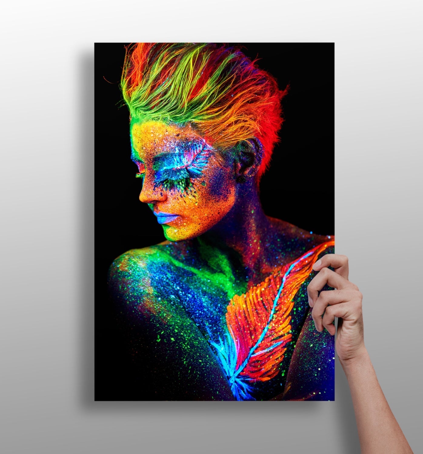 Neon UV Body Paint Aluminum Print