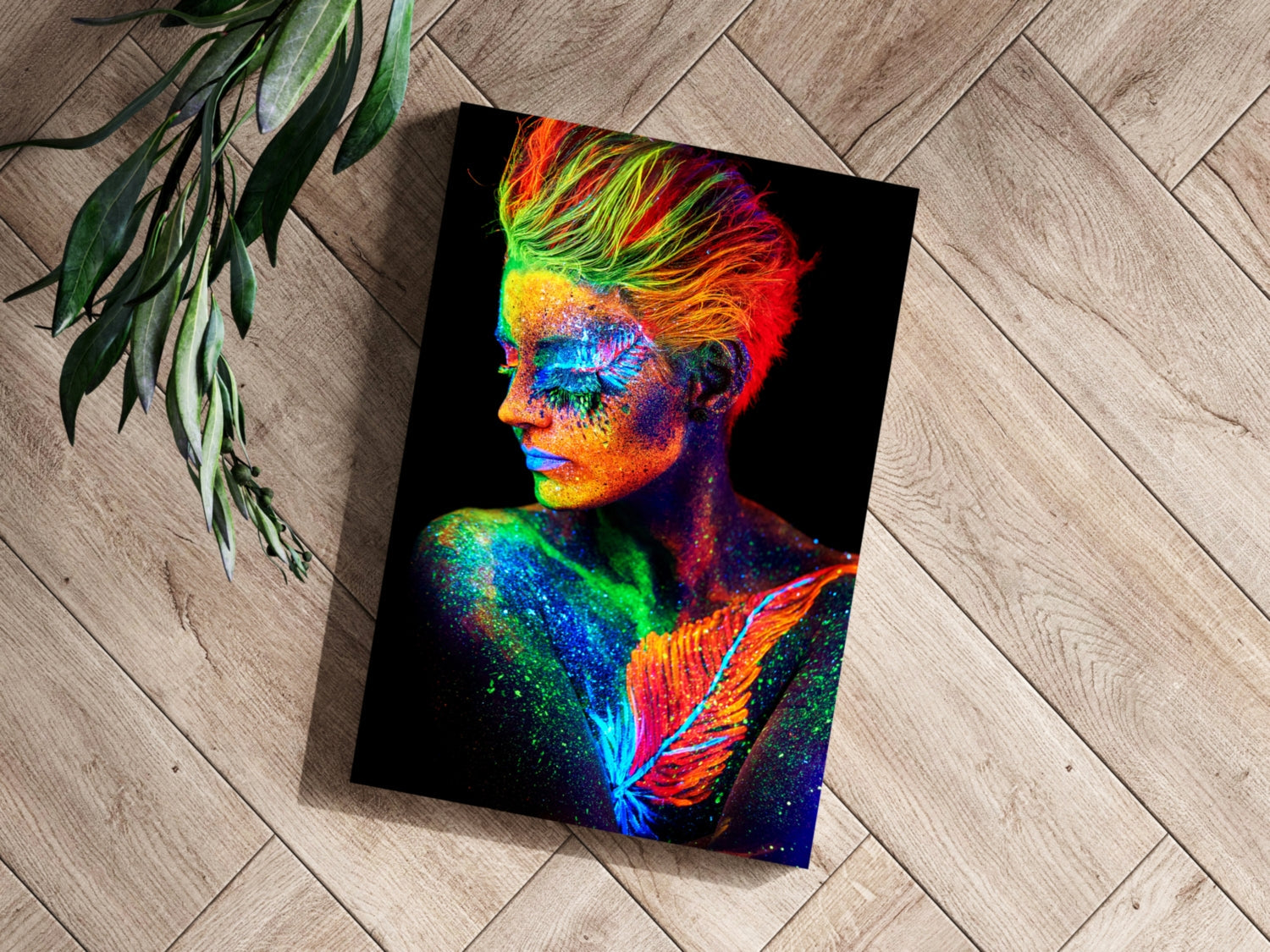 Neon UV Body Paint Aluminum Print