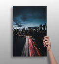Night Skyline Red Light Trails City Aluminum Print
