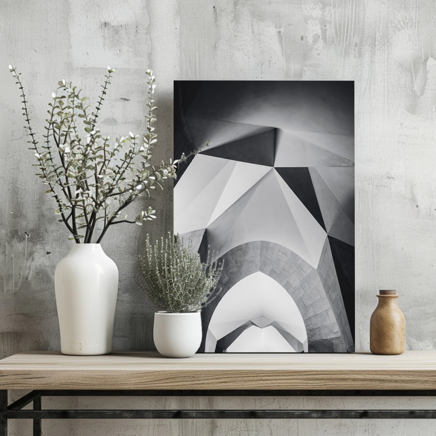 Faceted Concrete Arches Geometric Aluminum Print