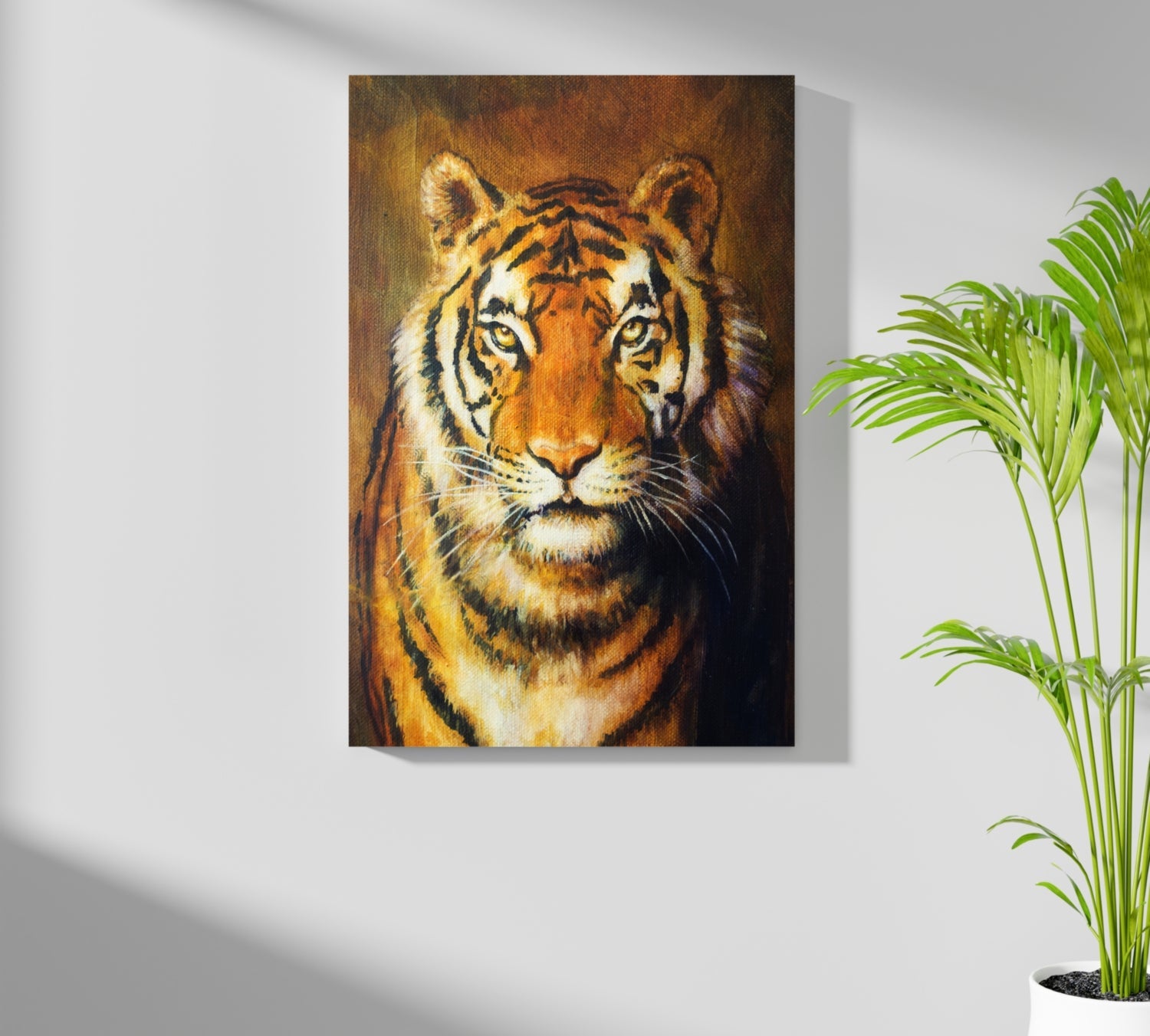 Golden Oil Painted Tiger Portrait Aluminum Print
