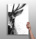 Black Ink Splatter Stag Portrait Aluminum Print