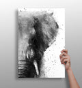 Black And White Watercolor Splatter Elephant Aluminum Print