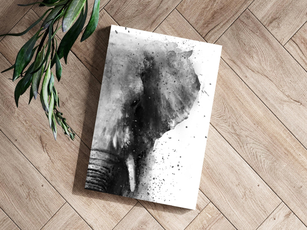 Black And White Watercolor Splatter Elephant Aluminum Print