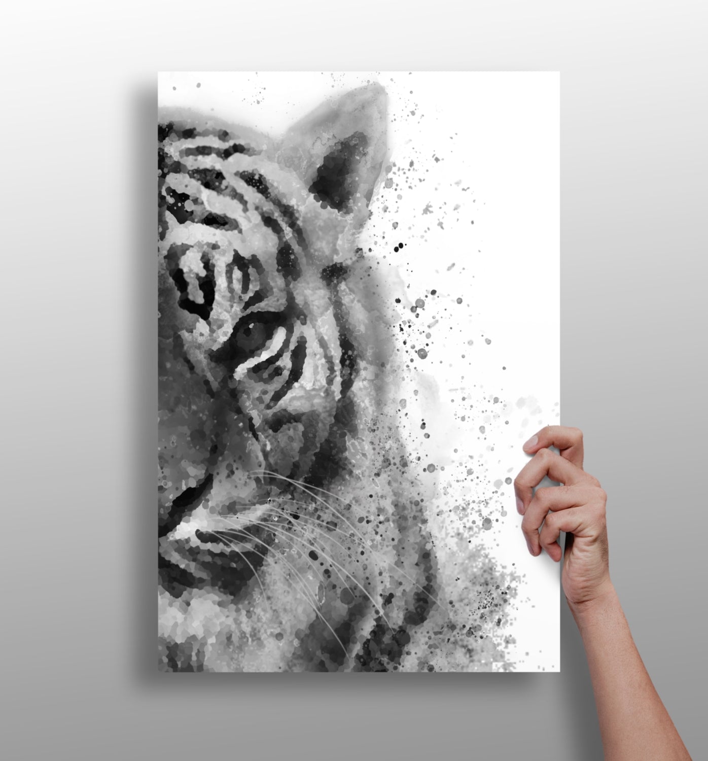 Black and White Watercolor Tiger Aluminum Print