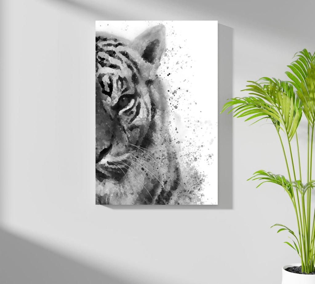 Black and White Watercolor Tiger Aluminum Print
