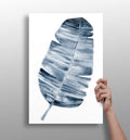 Indigo Blue Watercolor Banana Leaf Aluminum Print