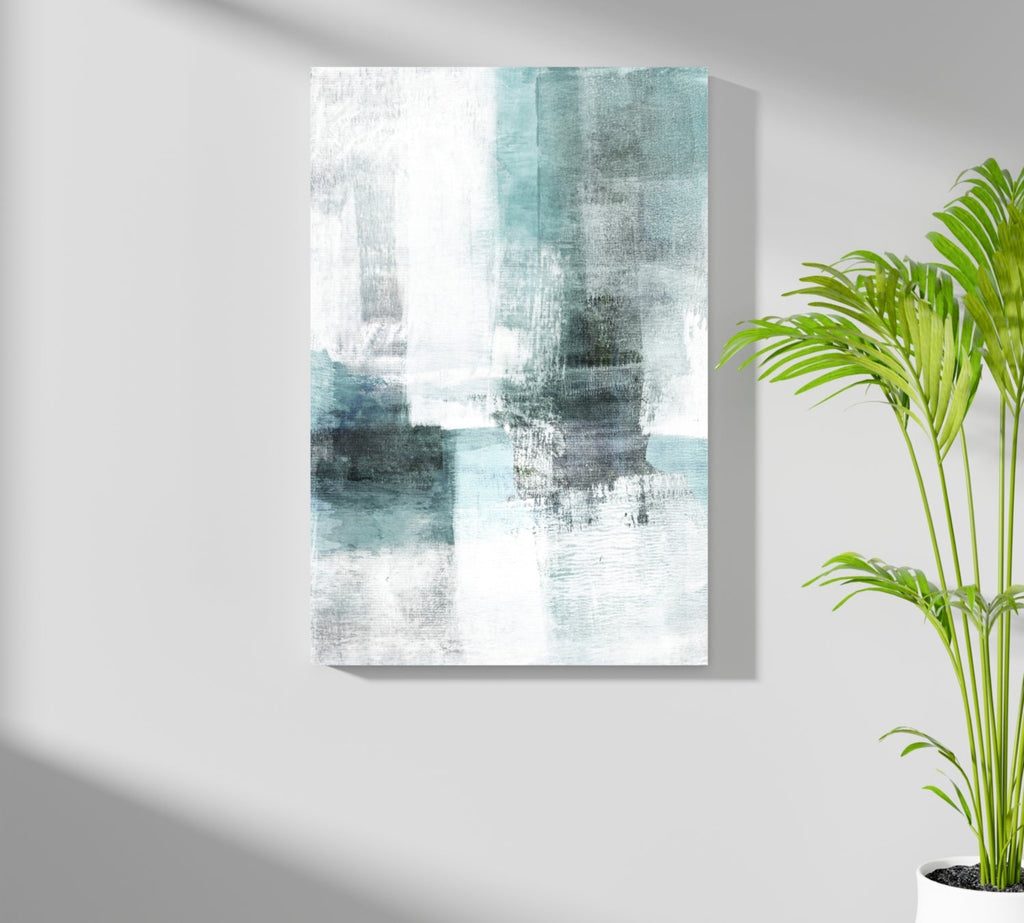 Teal White Brushstroke Aluminum Print
