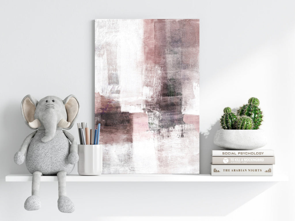 Blush Pink Gray Abstract Aluminum Print