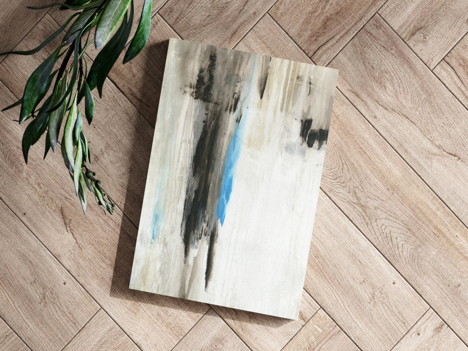 Beige Blue Accent Abstract Aluminum Print