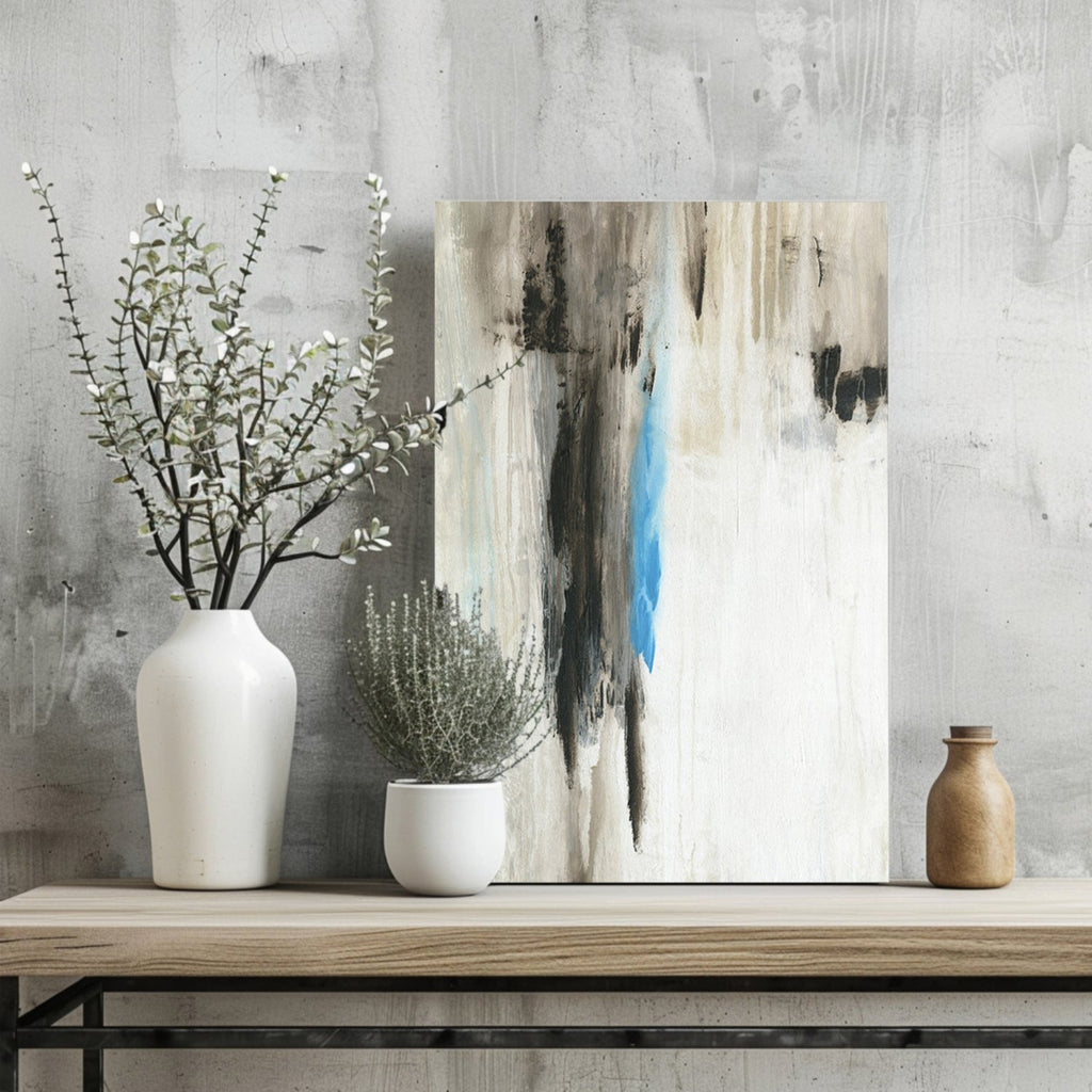 Beige Blue Accent Abstract Aluminum Print