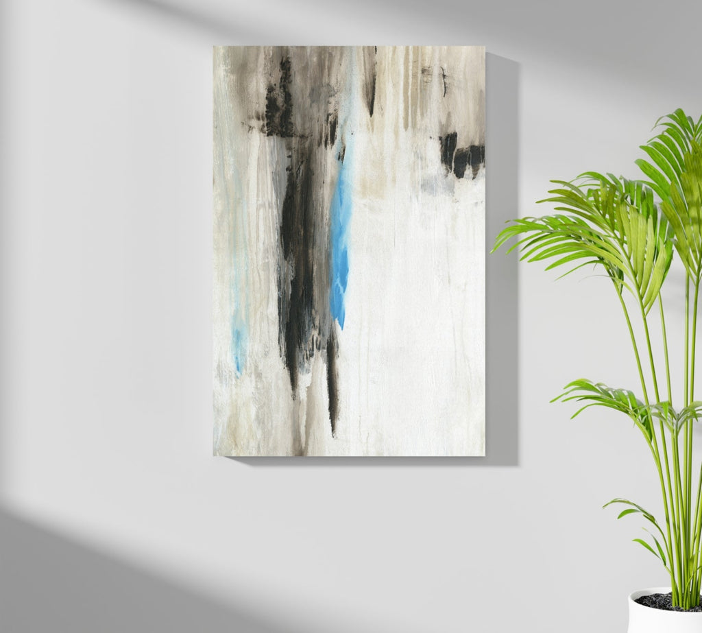 Beige Blue Accent Abstract Aluminum Print