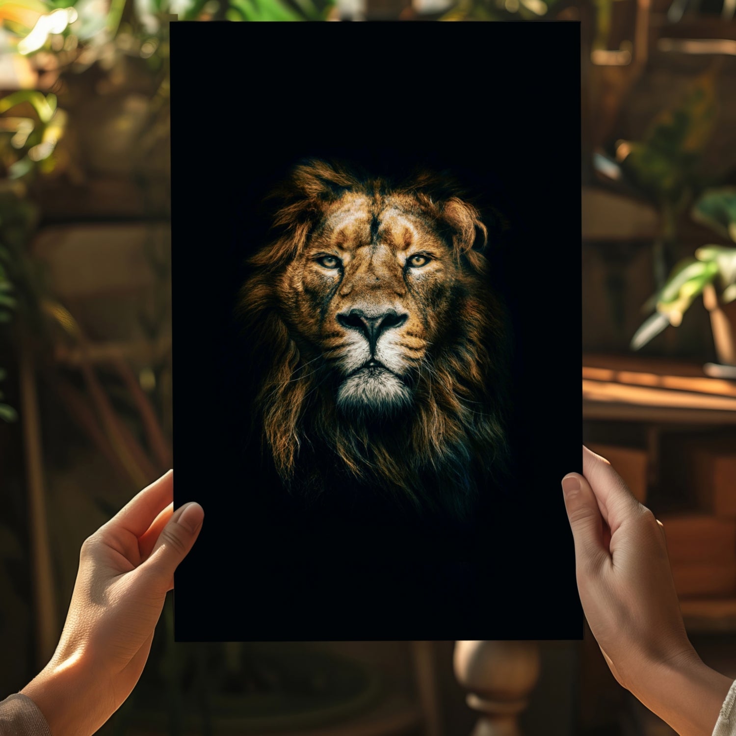 Dramatic Dark Lion Portrait Aluminum Print