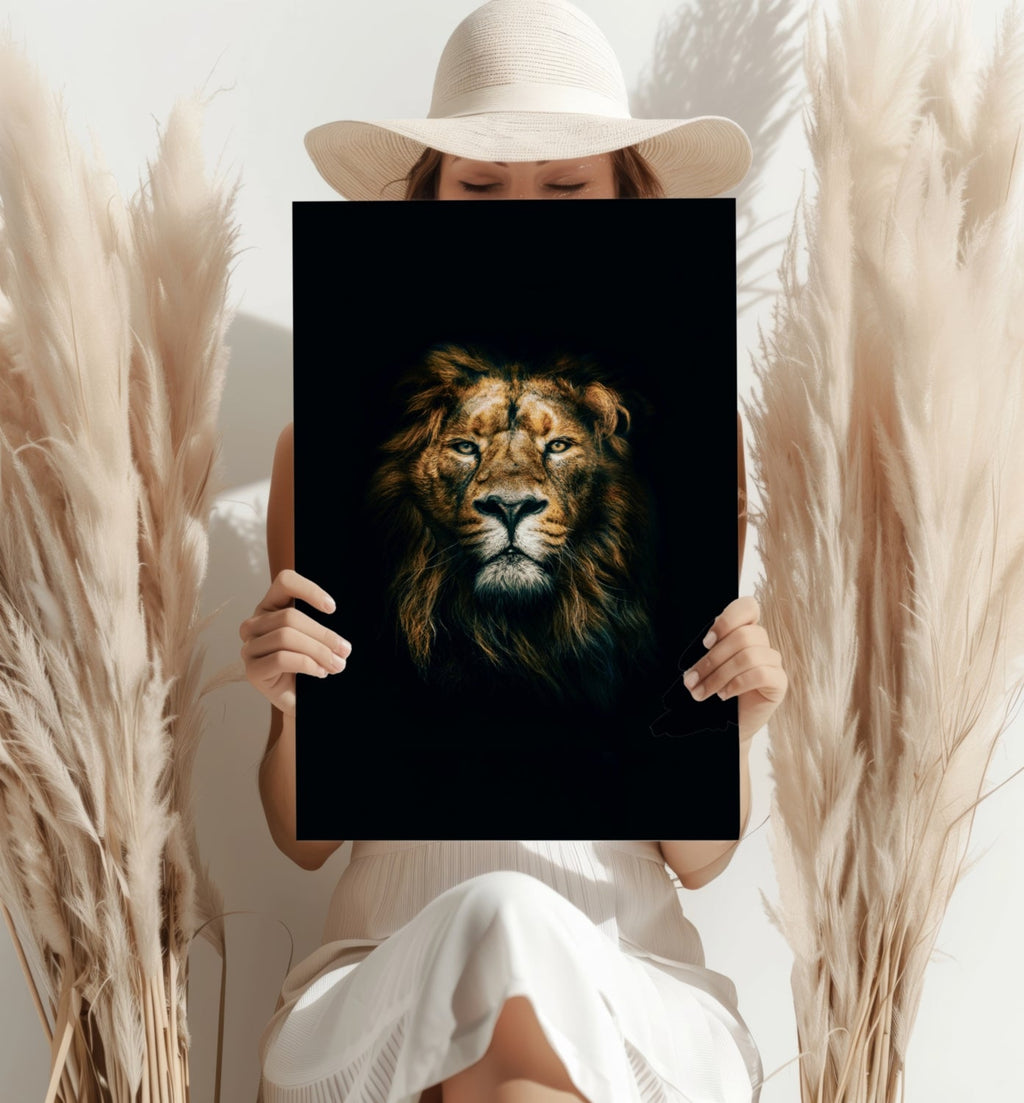 Dramatic Dark Lion Portrait Aluminum Print