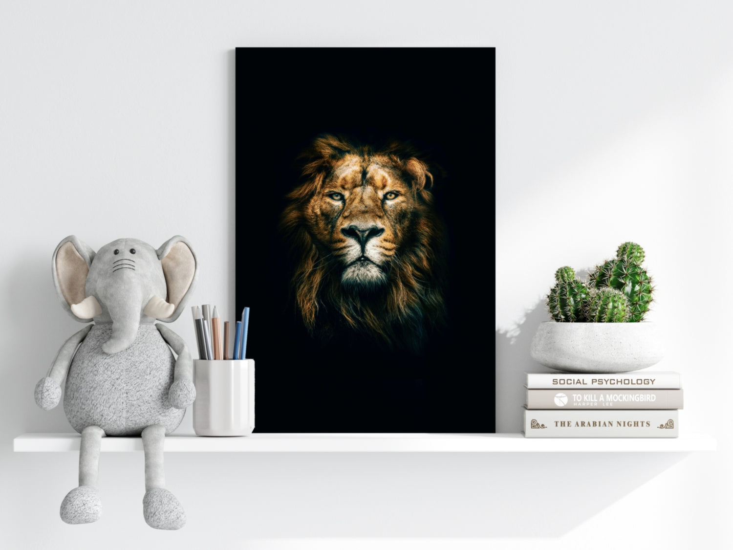 Dramatic Dark Lion Portrait Aluminum Print