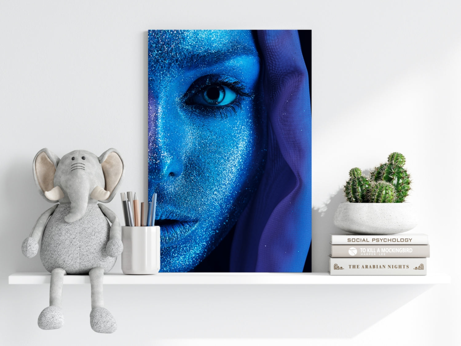 Cobalt Blue Glitter Veil Aluminum Print