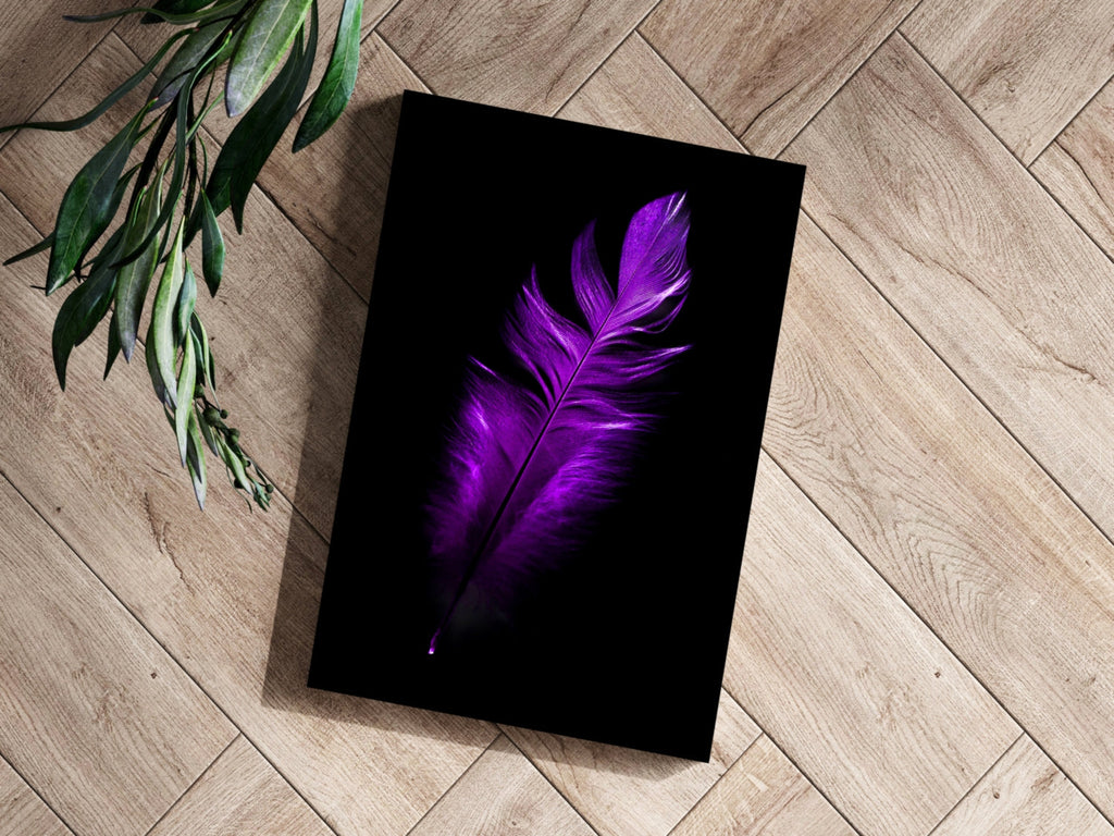 Vivid Violet Feather On Black Backdrop Aluminum Print