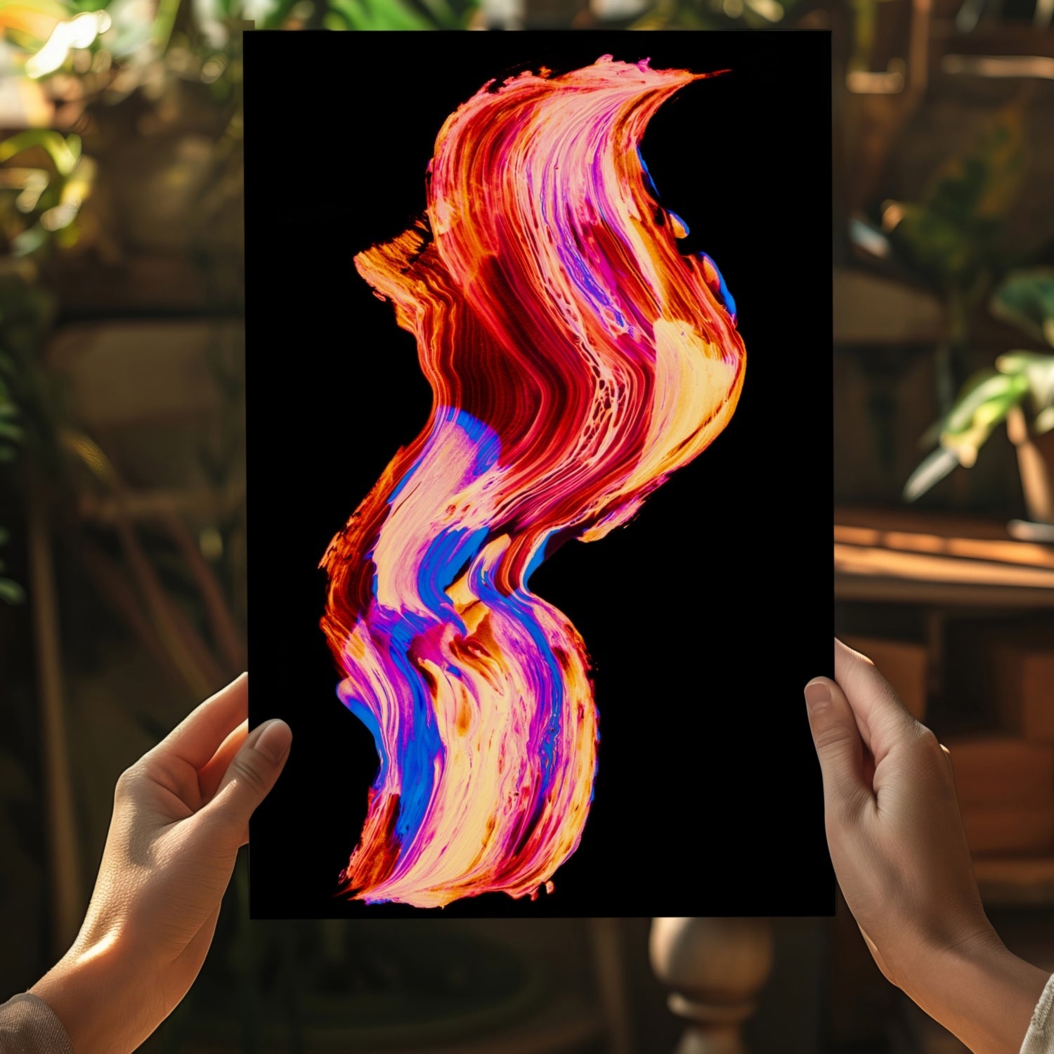 Coral and Blue Fluid Swirl Aluminum Print