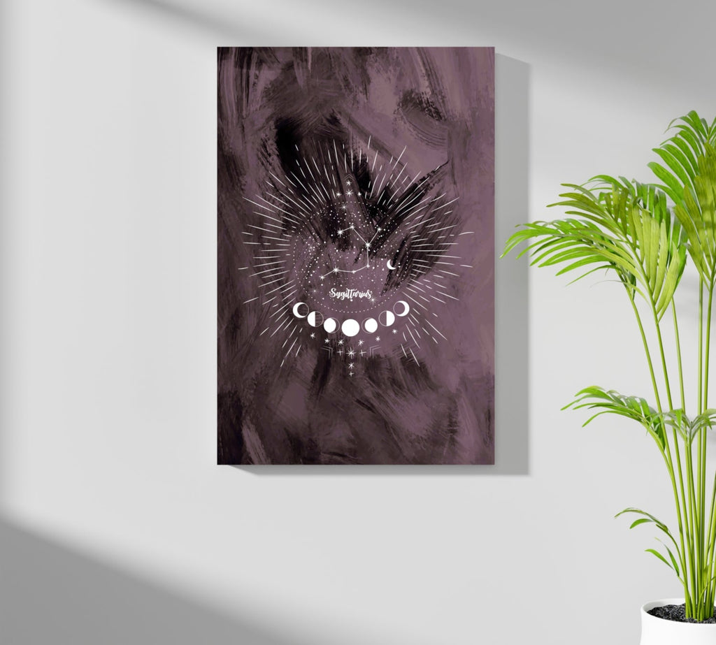 Plum Sagittarius Constellation Moon Aluminum Print