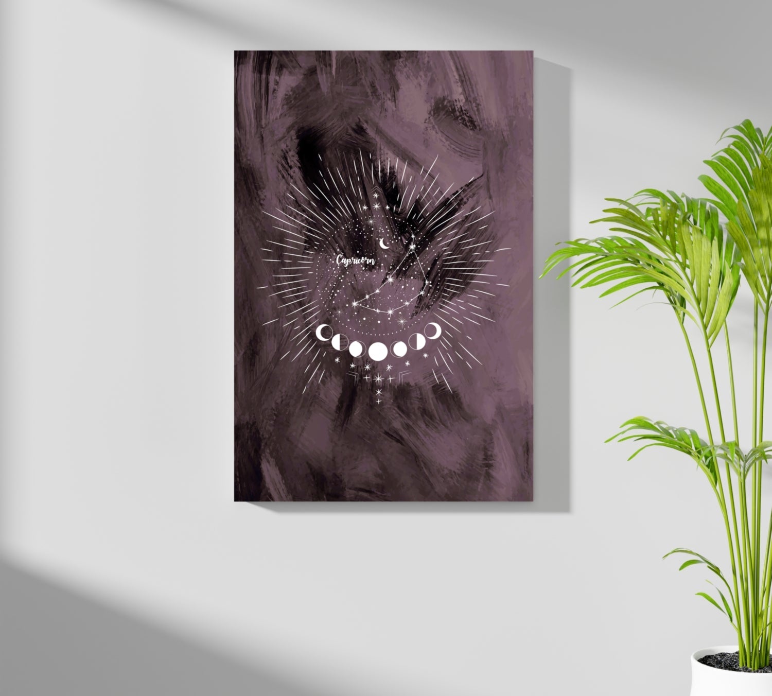 Plum Capricorn Constellation Moon Phases Aluminum Print