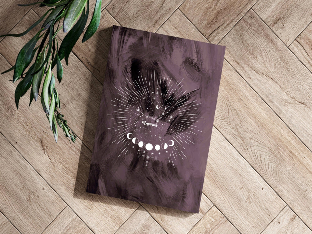 Plum Aquarius Constellation Moon Aluminum Print