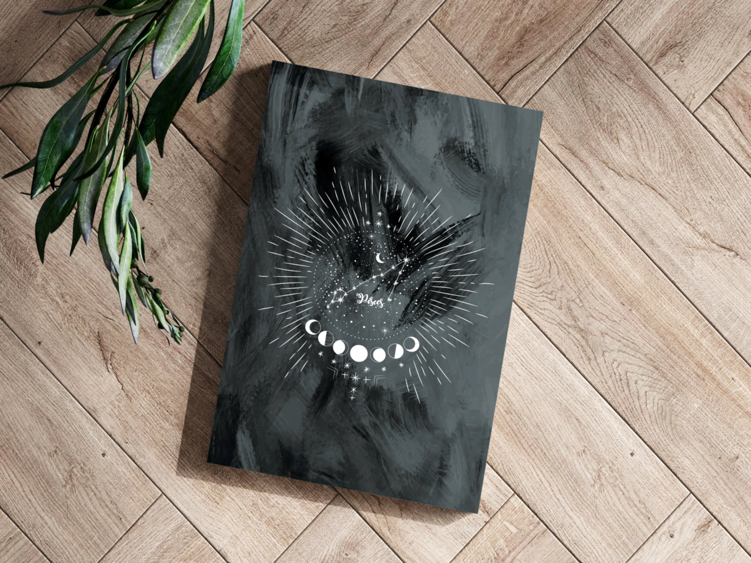 Charcoal Pisces Constellation Moon Aluminum Print
