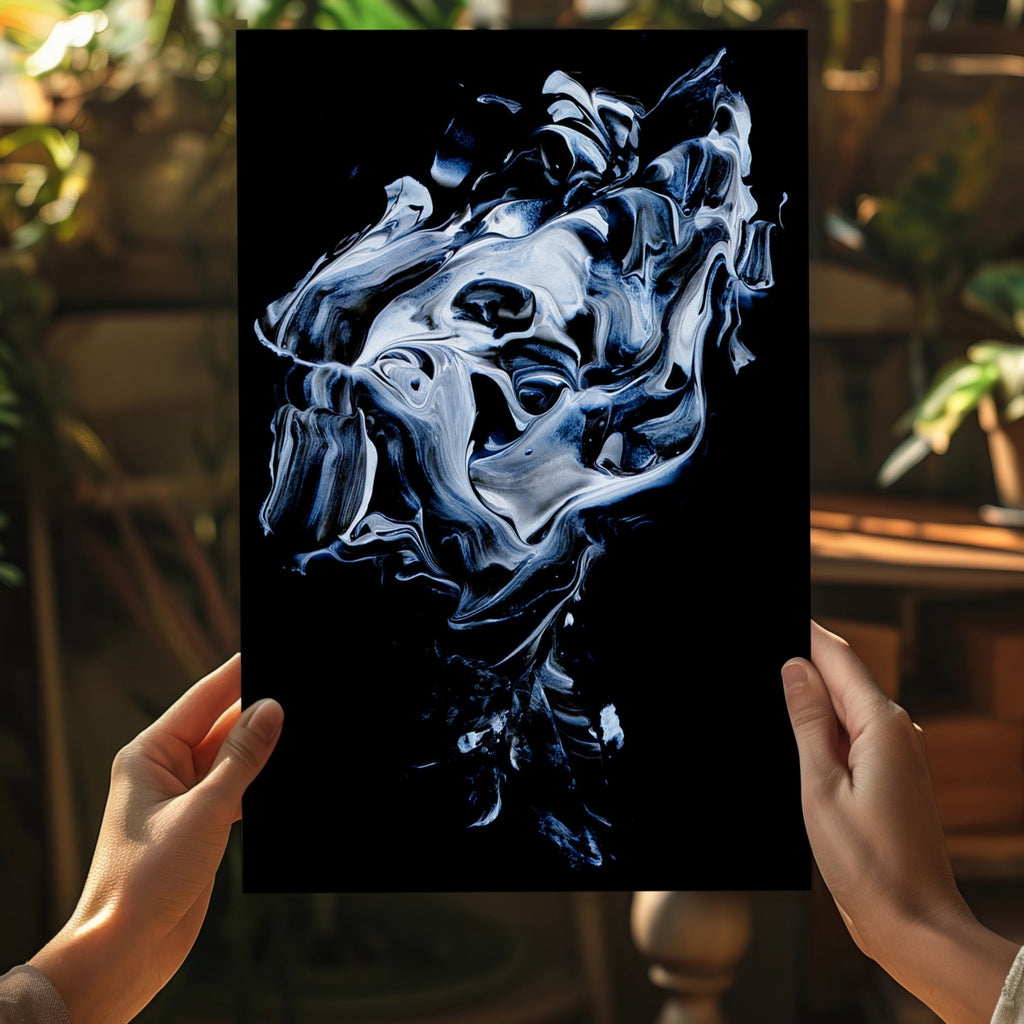 Icy Blue Smoke Abstract Aluminum Print