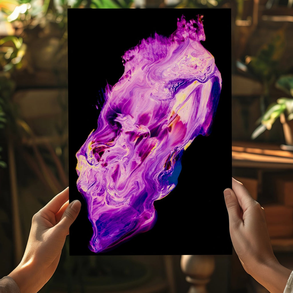 Purple Magenta Fluid Pour Aluminum Print