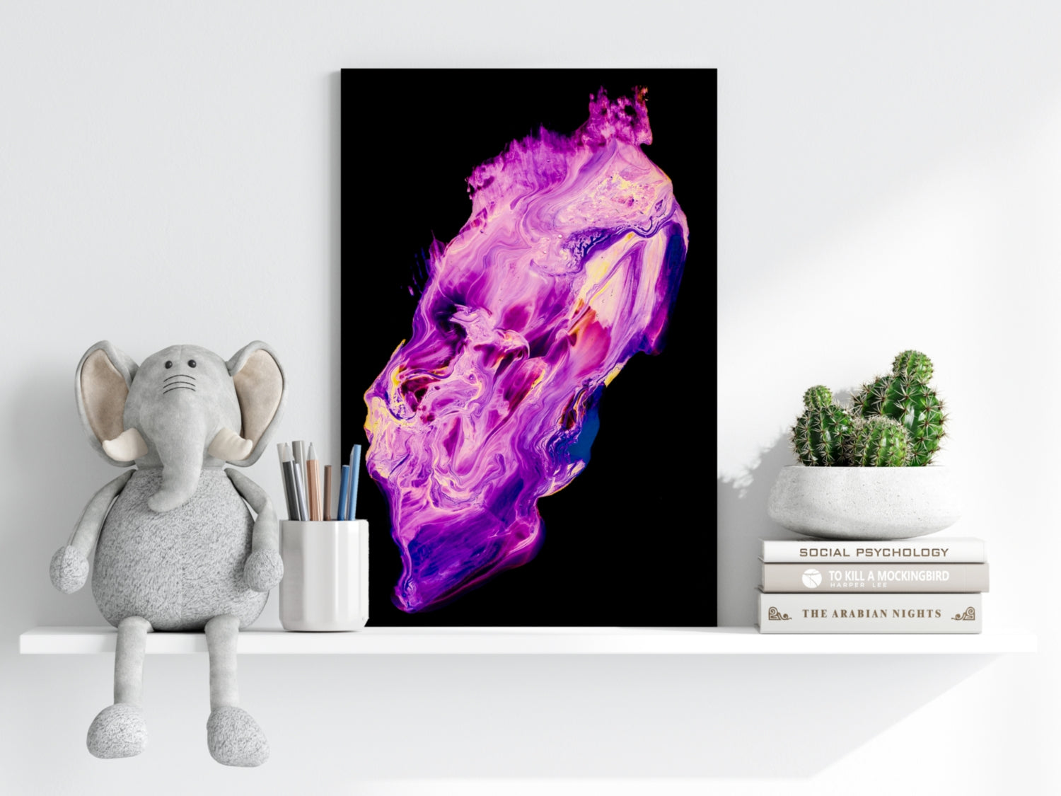 Purple Magenta Fluid Pour Aluminum Print