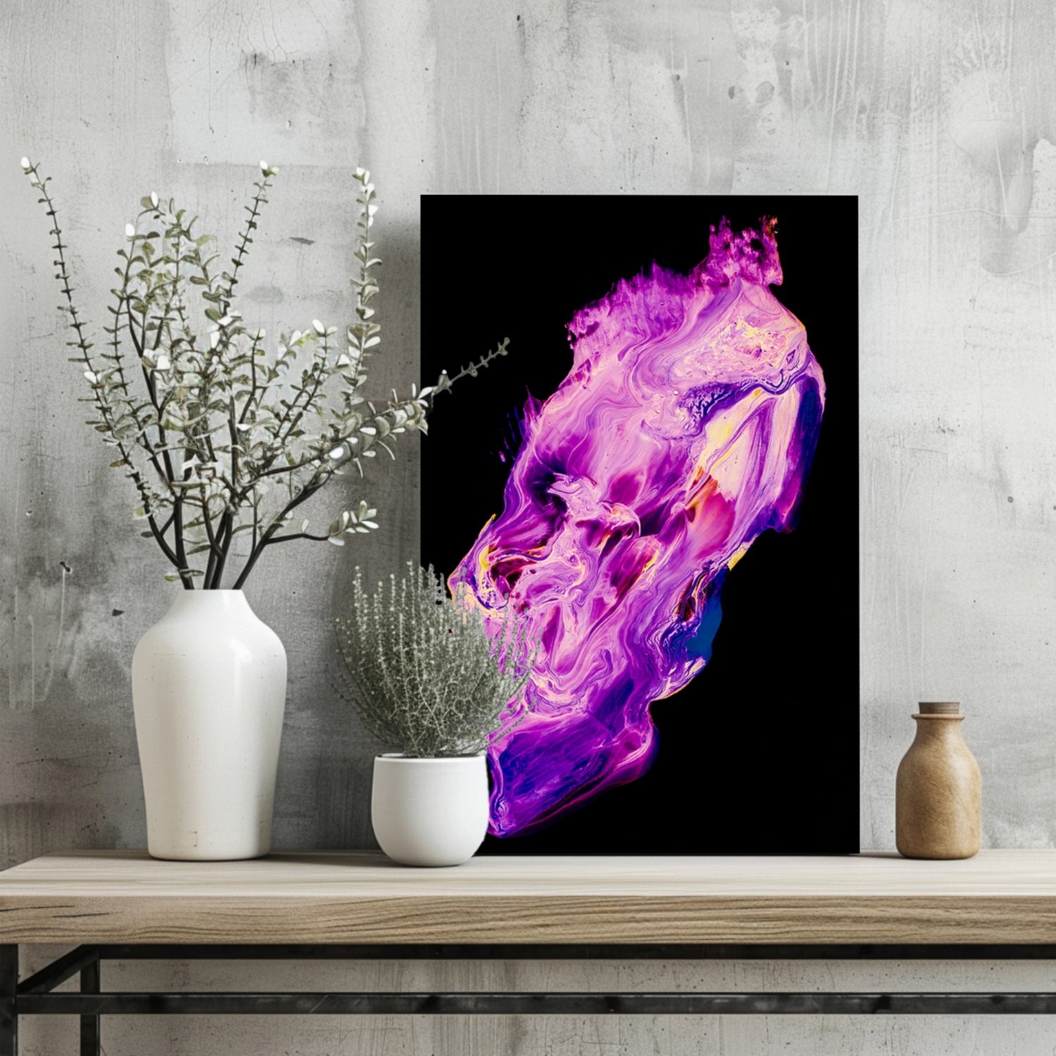 Purple Magenta Fluid Pour Aluminum Print
