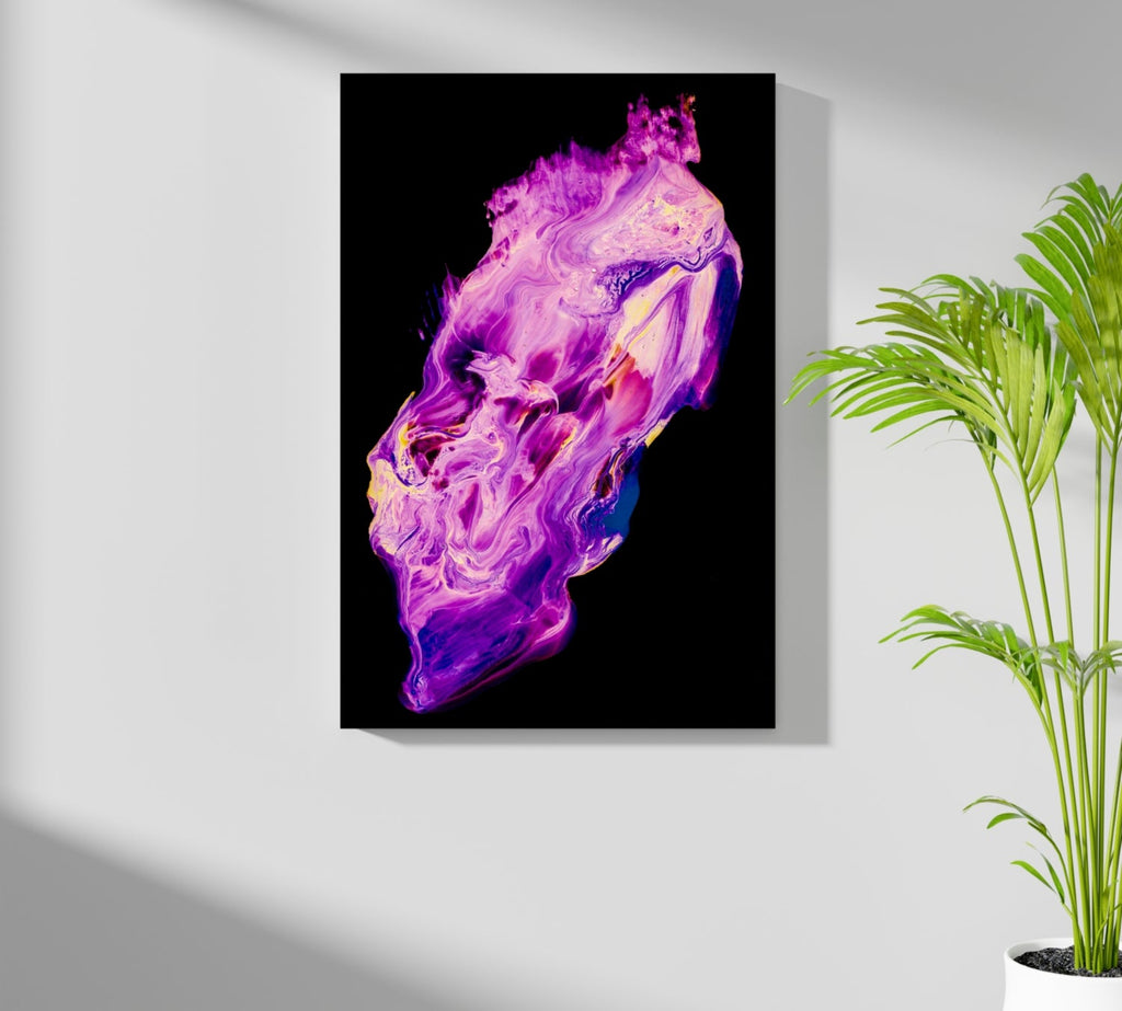 Purple Magenta Fluid Pour Aluminum Print