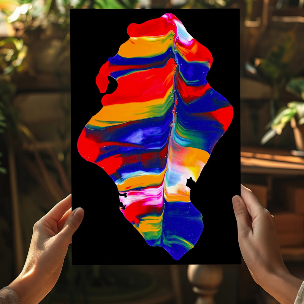 Rainbow Ribbon Marble Blob Aluminum Print
