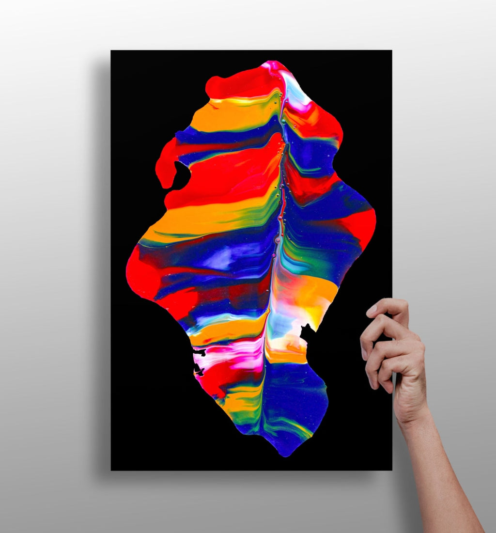 Rainbow Ribbon Marble Blob Aluminum Print